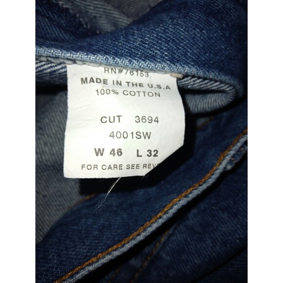 VTG Diamond Gusset Jeans Mens 46×32 Blue Regular Fit Made in USA measures 46×29 - Picture 6 of 7